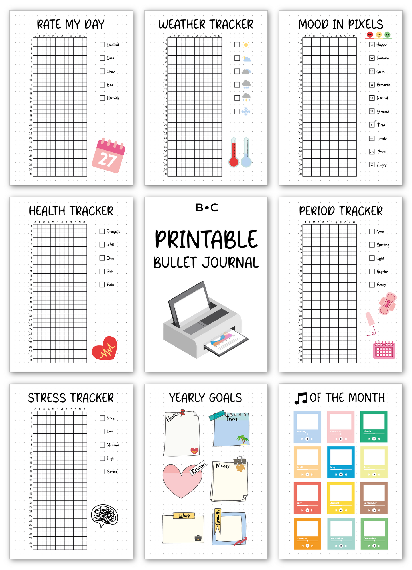 Yearly Printable Bullet Journal